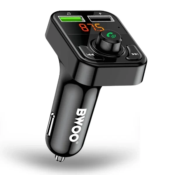 USB-A Car Charger dual ports FM Transmitter 3.1A output BT V5.3